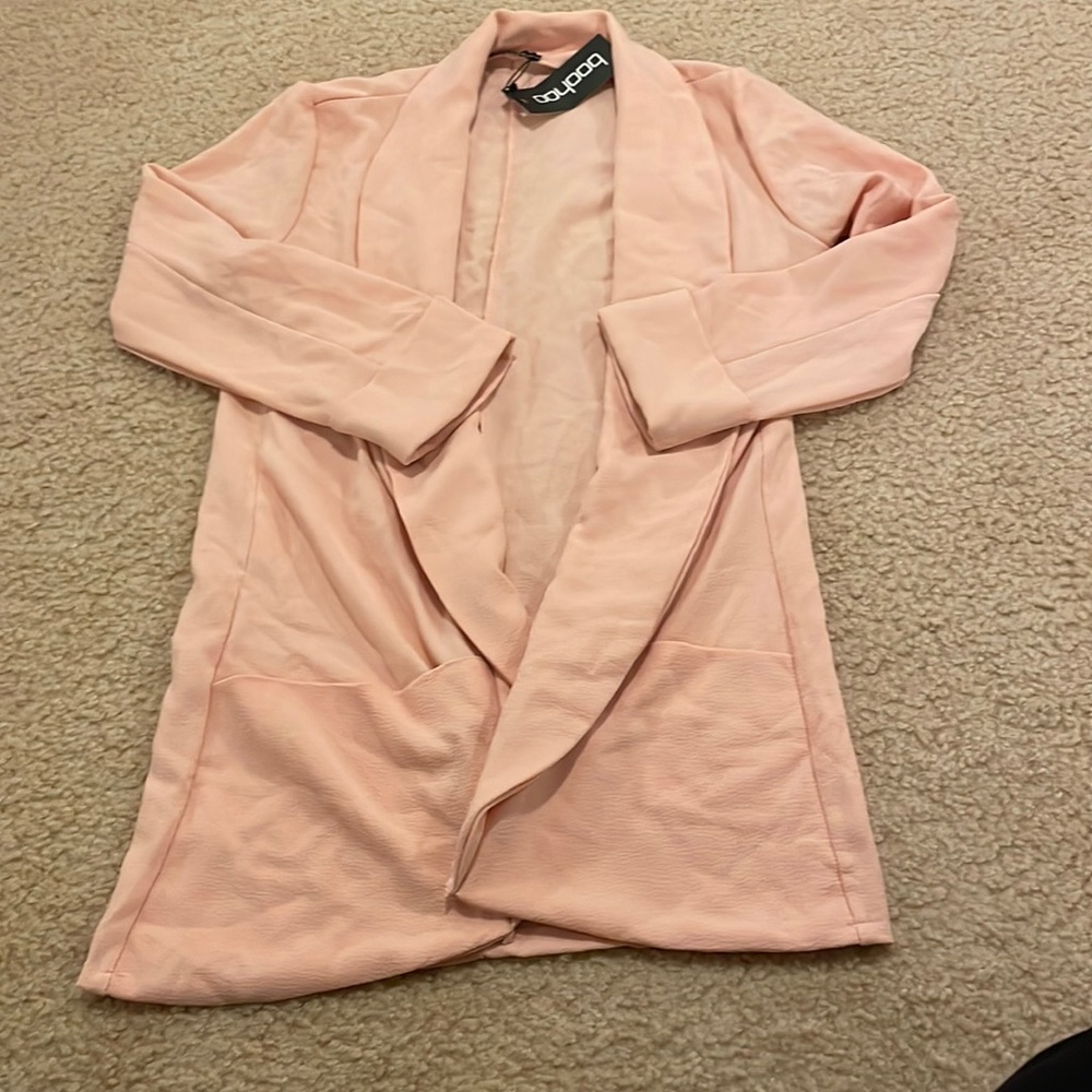 Blush pink blazer boohoo